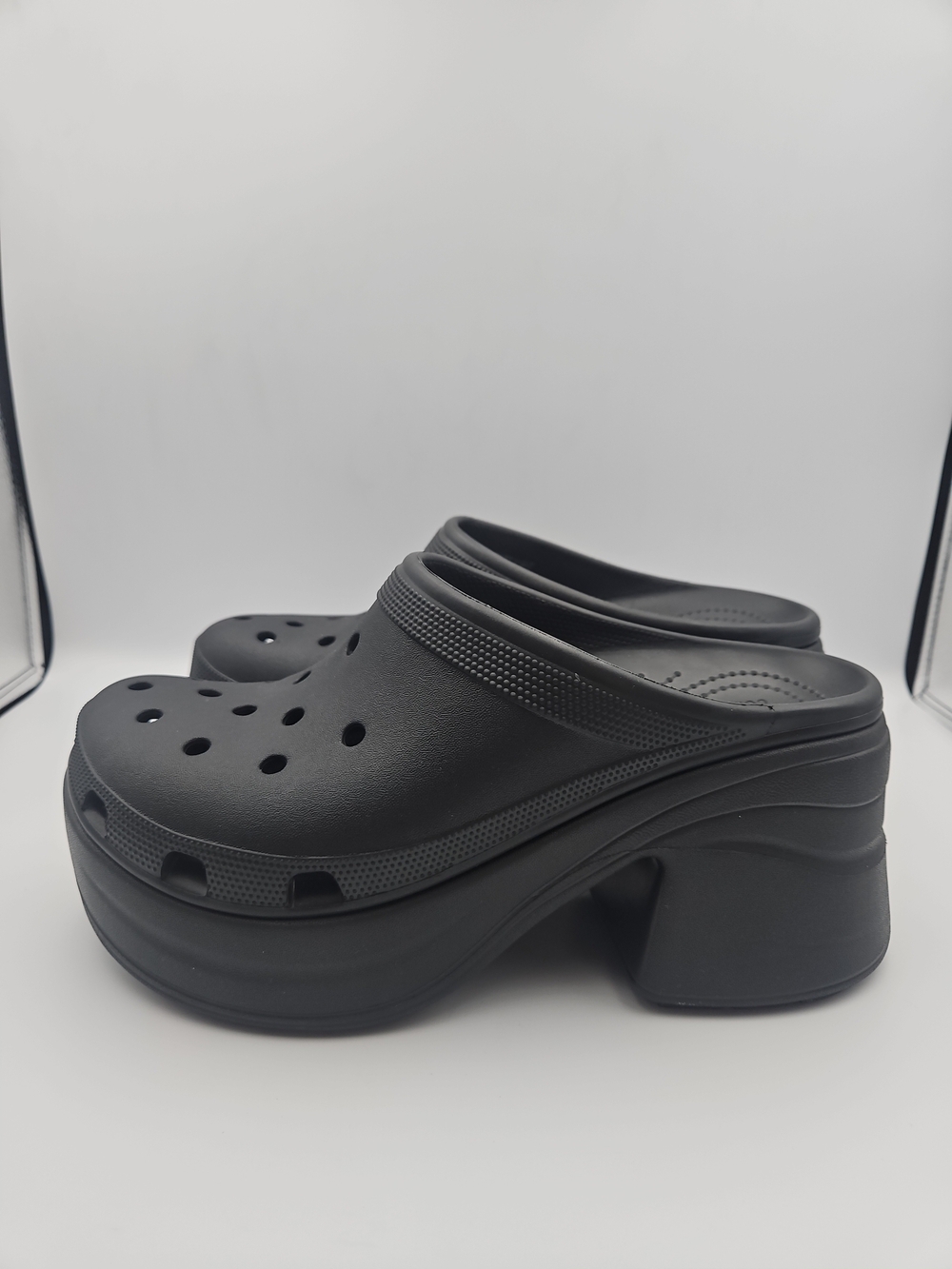 CROCS Black Platform Clog Mules for Men